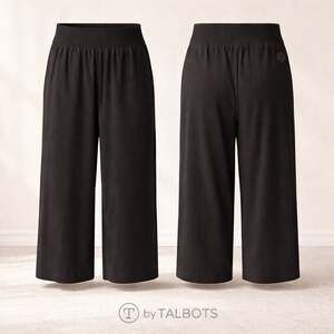 T by Talbots High-Waisted Wide Leg Crop Pants in Black Petite Minimalist